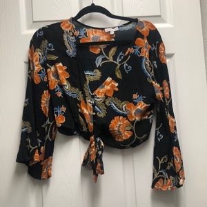 Boutique long flair sleeve crop top.